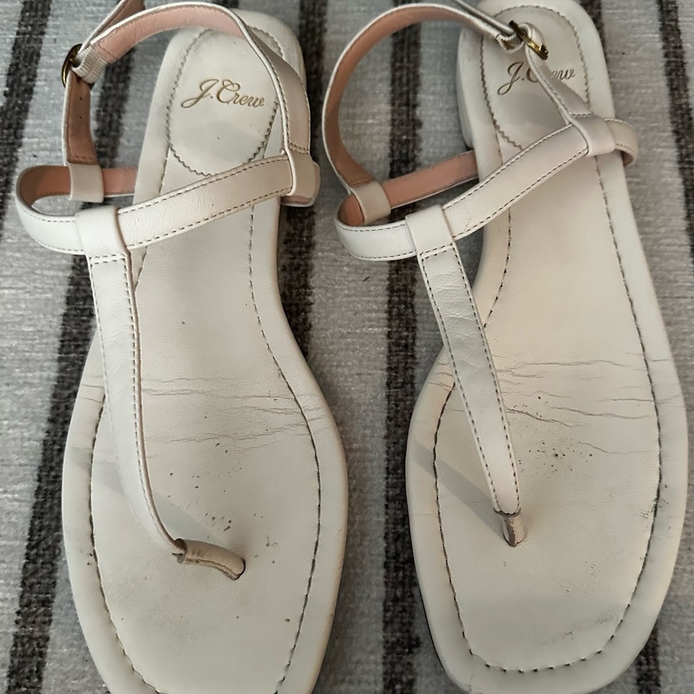 J. Crew Women's White Leather Sandals